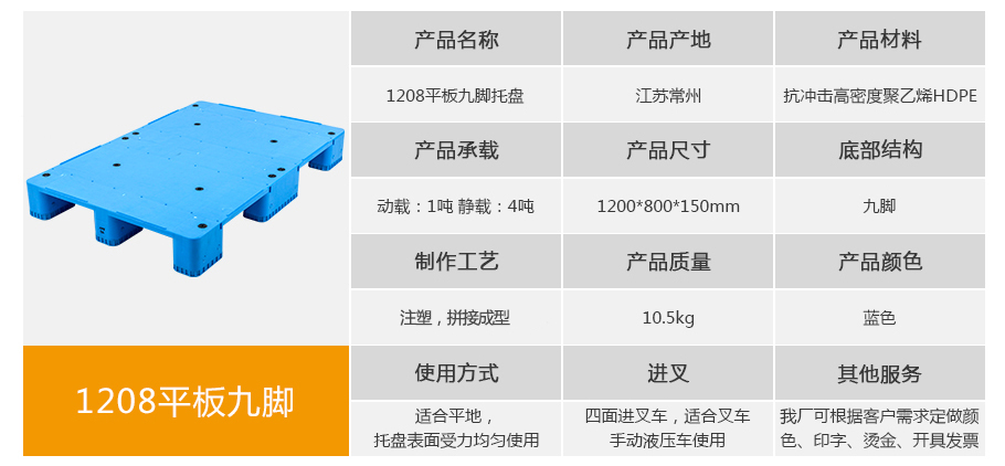 名贯彩票1208平板九脚塑料托盘