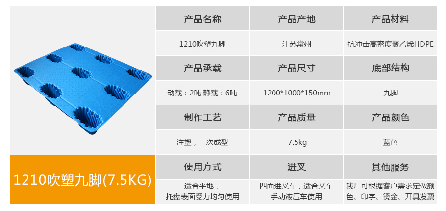 名贯彩票1210九脚吹塑托盘7.5kg