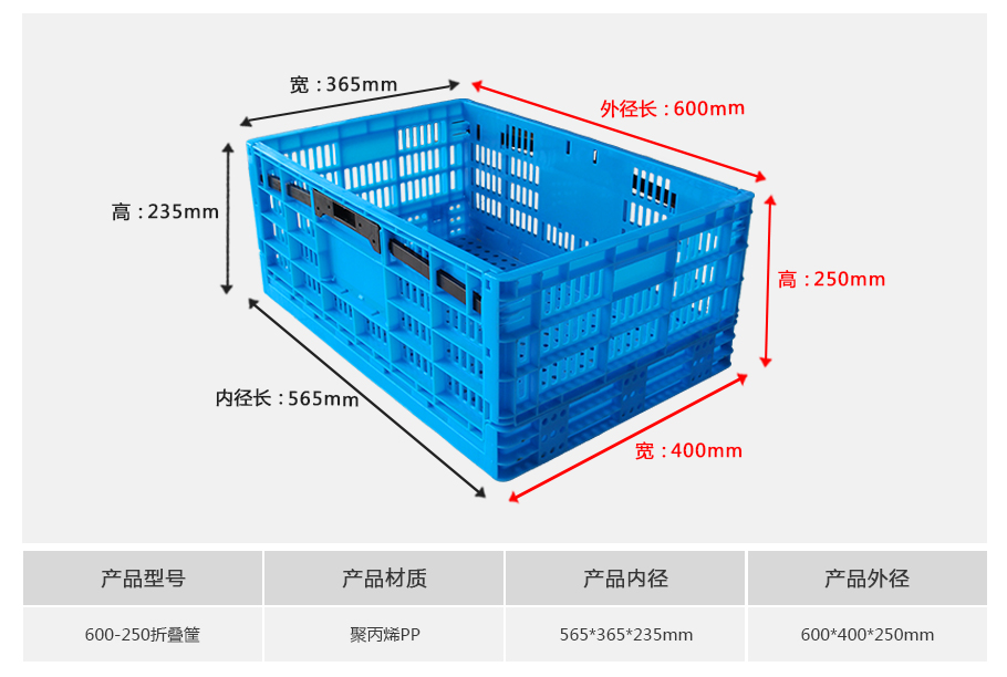 名贯彩票600-250塑料折叠周转筐