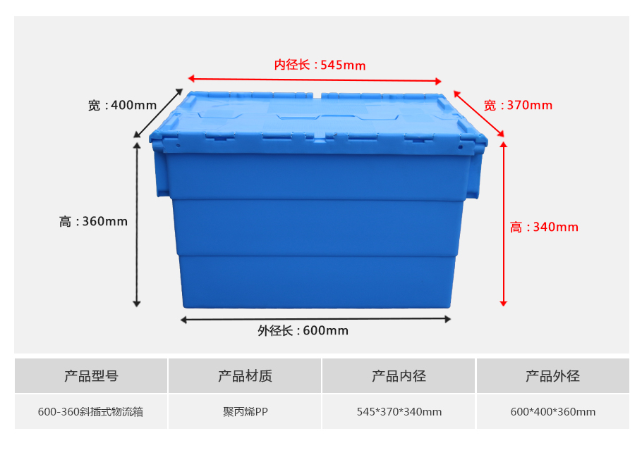 名贯彩票600-360斜插式塑料物流箱