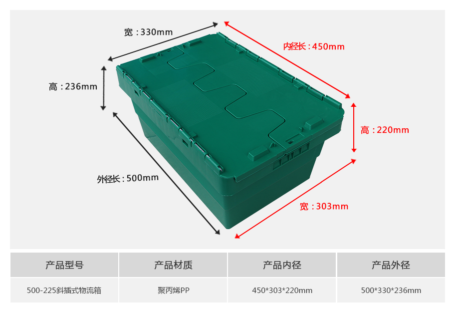 名贯彩票500-225斜插式塑料物流箱