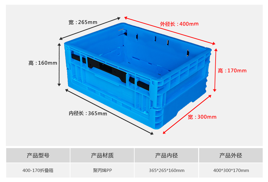名贯彩票400-170塑料折叠周转箱