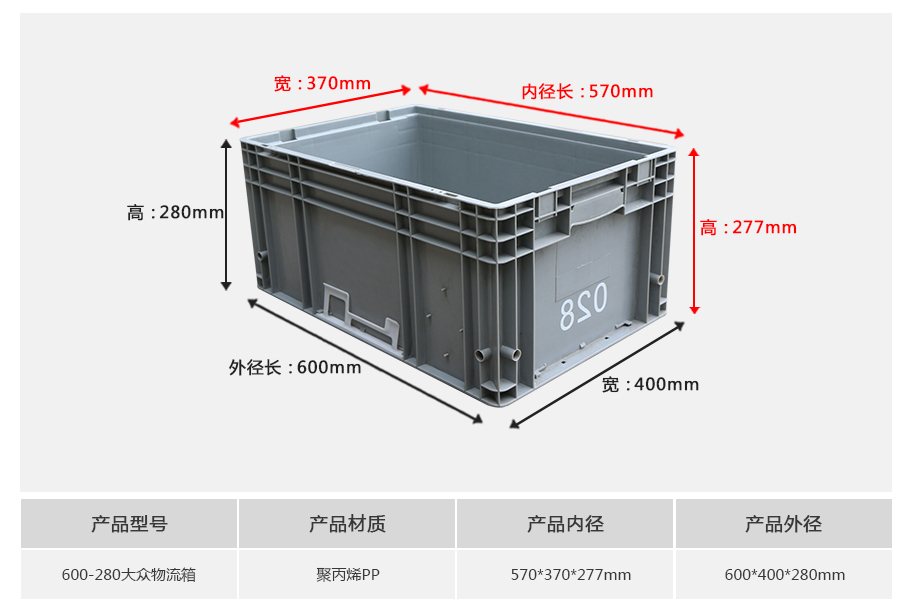 名贯彩票600-280大众塑料物流箱