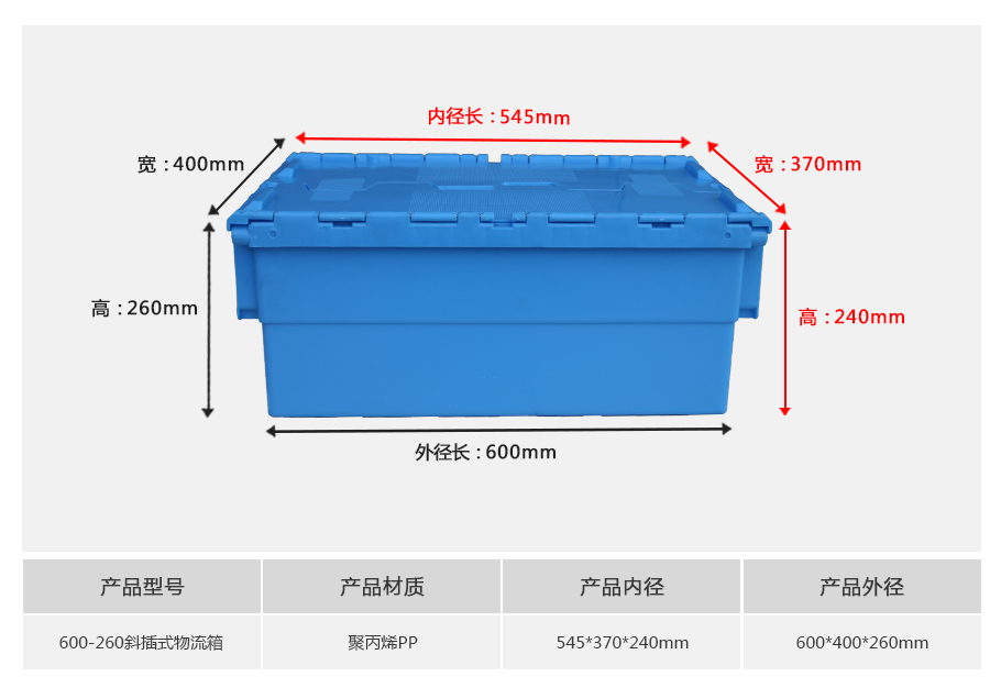 名贯彩票600-260斜插式塑料物流箱