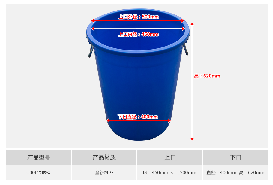 名贯彩票100L塑料铁柄桶
